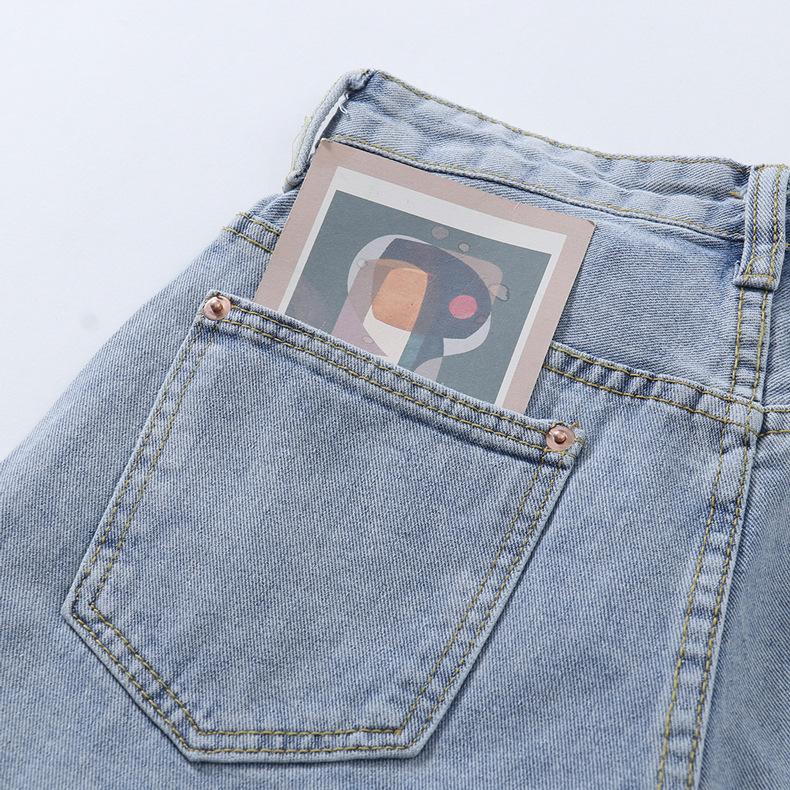Classic and Minimalist Fashion Versatile High Waist Female High Waist Summer Loose Thin Big Yards Rolled Edge Casual Sub Denim Shorts Individuality
