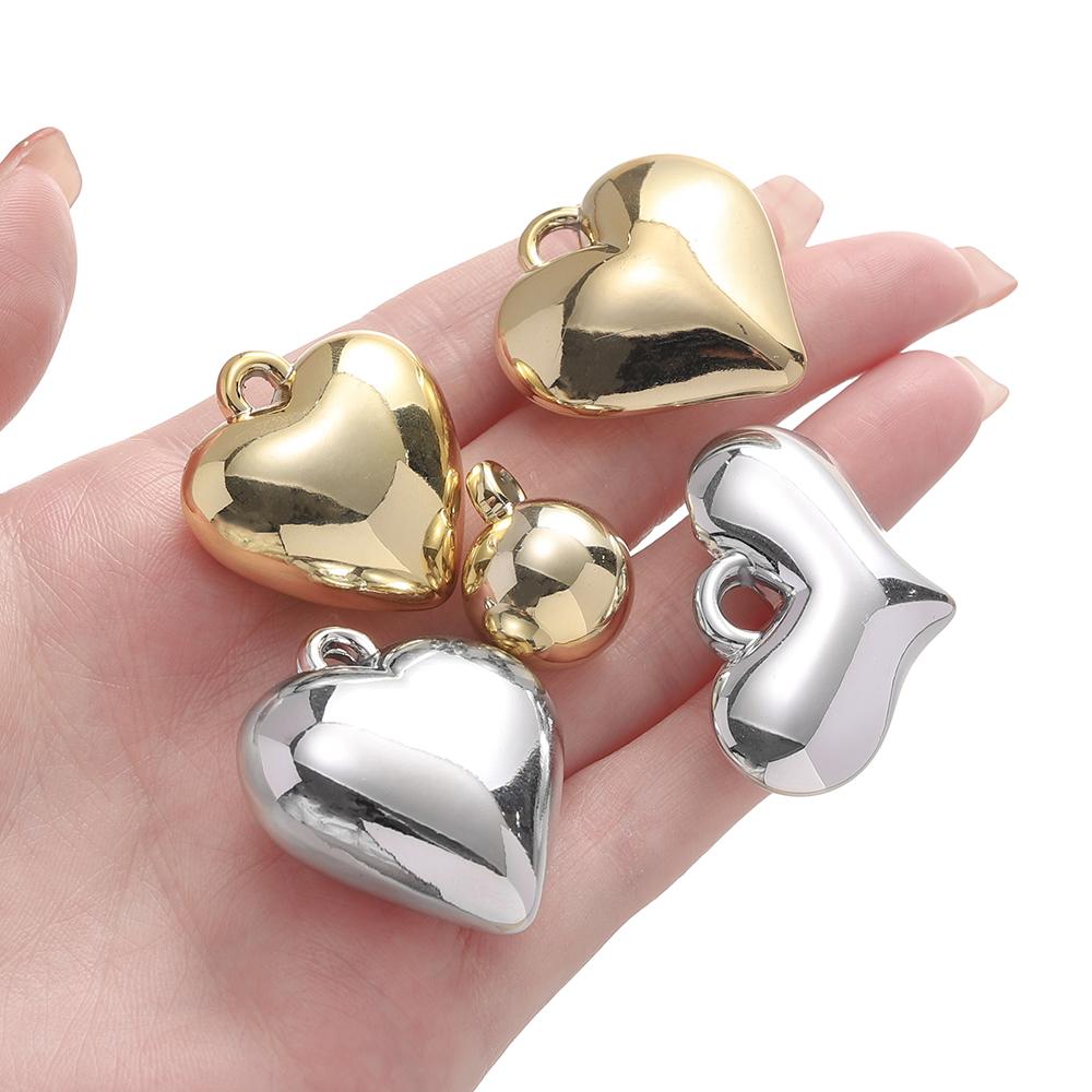 2pcs/Lot CCB Large Heart Shape Pendants Charms for DIY Earring Necklace Bracelet Jewelry Making Accessories Supplies