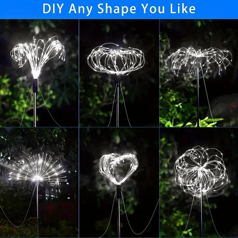 4/6PCS Solar Garden Fireworks Lights Waterproof Outdoor LED Solar Courtyard Atmosphere Lights 8 Modes for Yards Christmas Decor