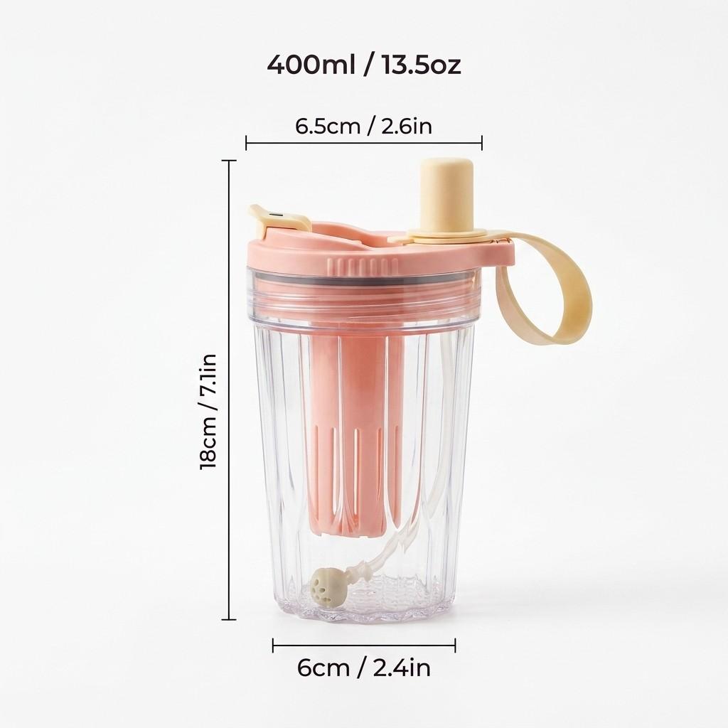 Leak-proof Water Bottle Reusable Straw Water Cup Outdoor Sport Portable Transparent Plastic Drinking Bottle With Tea Strainer