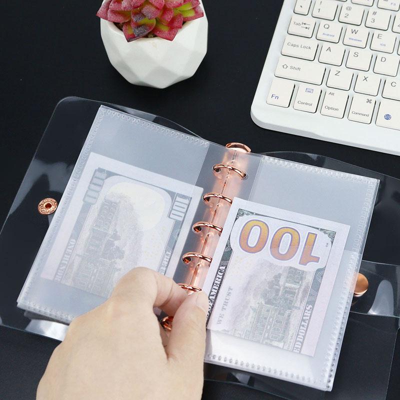 A7 5Pcs Colorful Binder Pockets Binder Zipper Folders For 6Ring Notebook Divider Page Water-Repellent Pvc Leaf Document Filing Bag