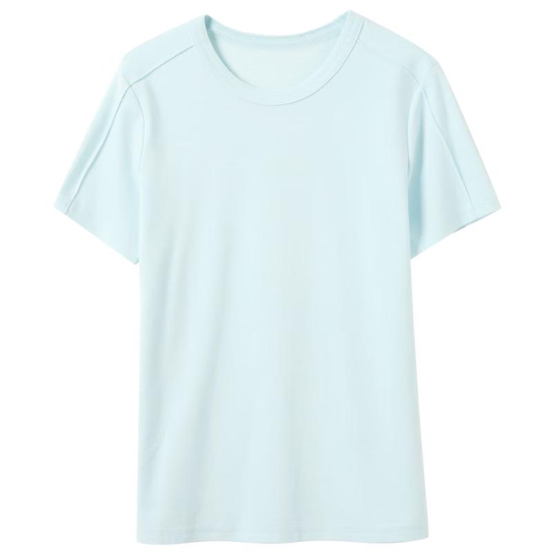 Sancai Women s Slim-Fit Round Neck Solid Color T-Shirt L