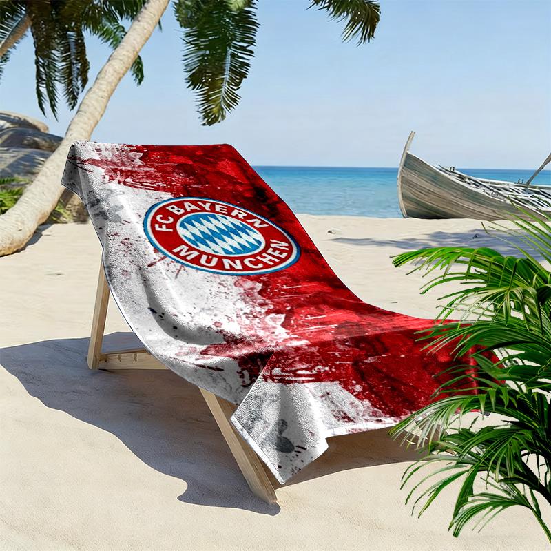 FC Bayern Munich Print Beach Towel, Large Soft Quick Dry Towel for Beach Camping Swimming