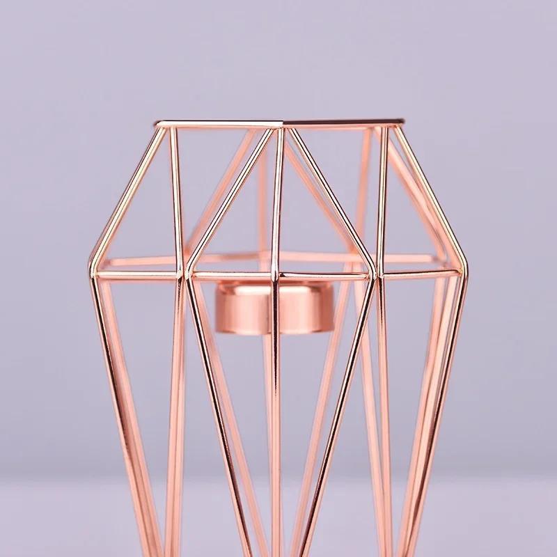 Metal Ornaments Candlestick Container Polygonal Geometry Iron Candlestick Handicraft Simple Aromatherapy Candle Base