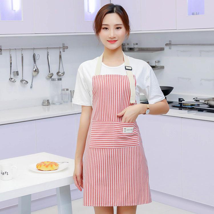 High-Value Cotton and Linen Striped Sleeveless Kitchen Apron