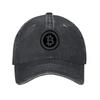 Bitcoin Logo Washed Canvas Baseball Cap Black Embroidered Design Classic Fit Adjustable Hat for Unisex and Women
