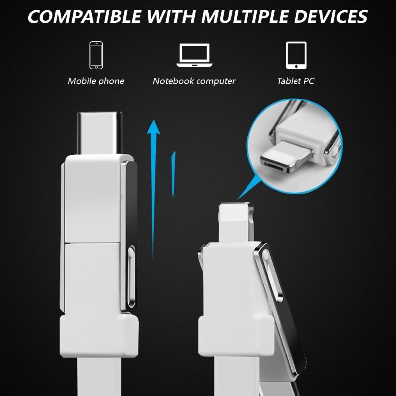 Mehrere Geräte Schlüsselanhänger Lädt mit USB C Schnellladung & Datenkabel Tragbar Mehrfachstecker Schlüsselanhänger Kabel