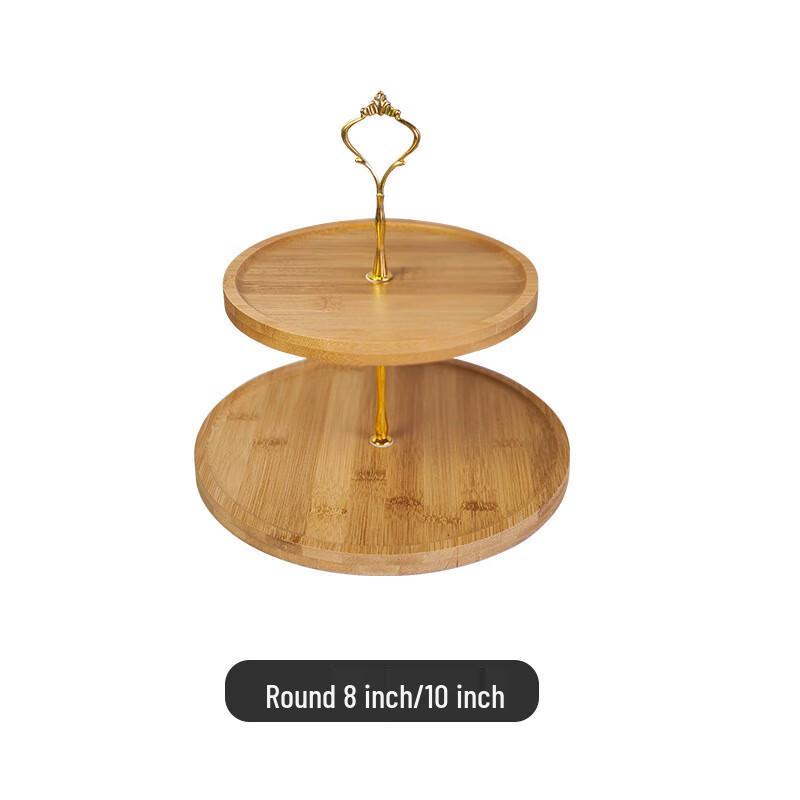 Двухуровневый бамбуковый деревянный поднос для десертов и фруктов