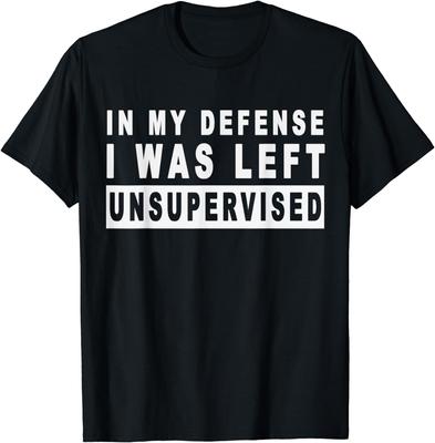 Funny In My Defense I Was Left Unsupervised Short Sleeve T-Shirt  Graphic T Shirts  Men Clothing  Ropa Hombre