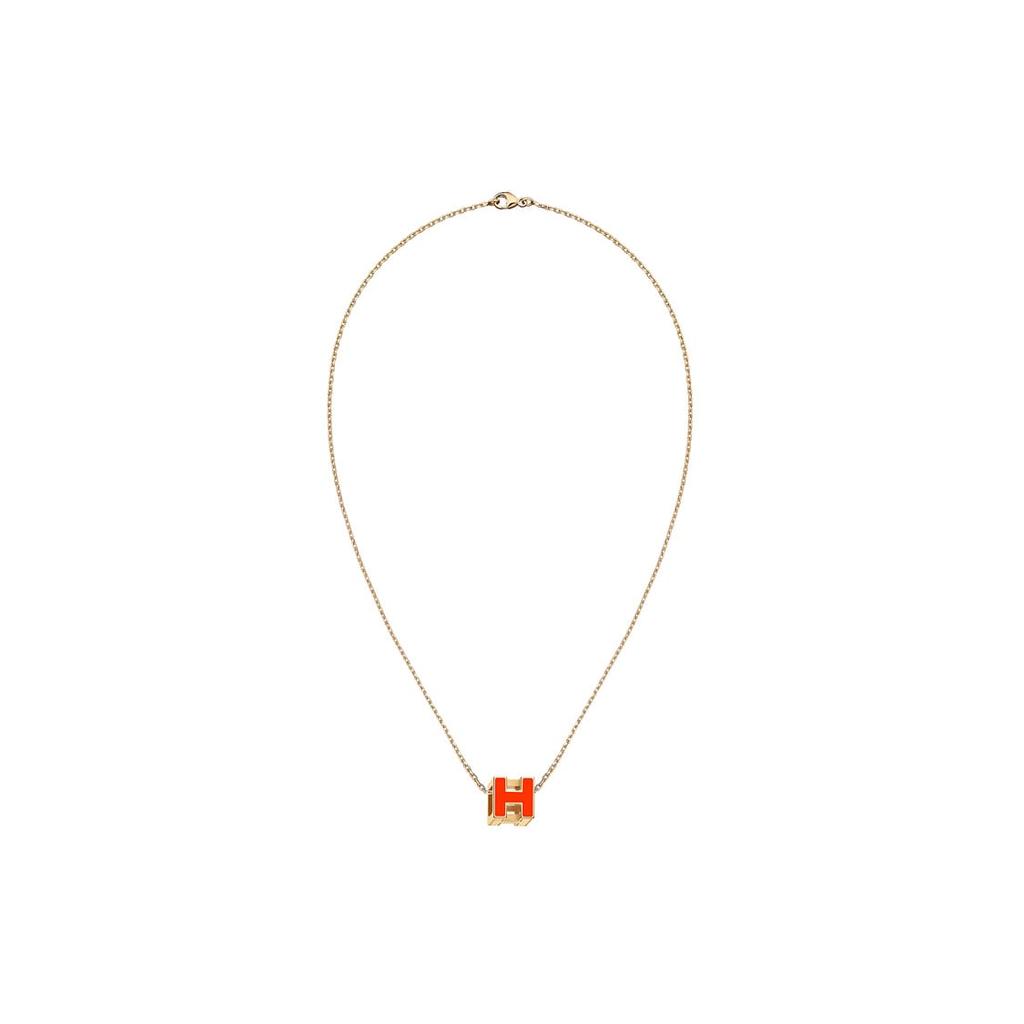 HERMES 20th Century Palladium Plated Cage DH Cube Necklace Costume Necklace H143991F-86
