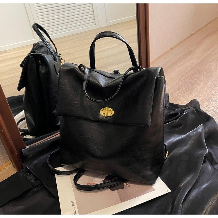 Großvolumiger PU-Rucksack Damen Koreanische Textur Handtasche Tägliches Reisen College-Studenten Schultasche