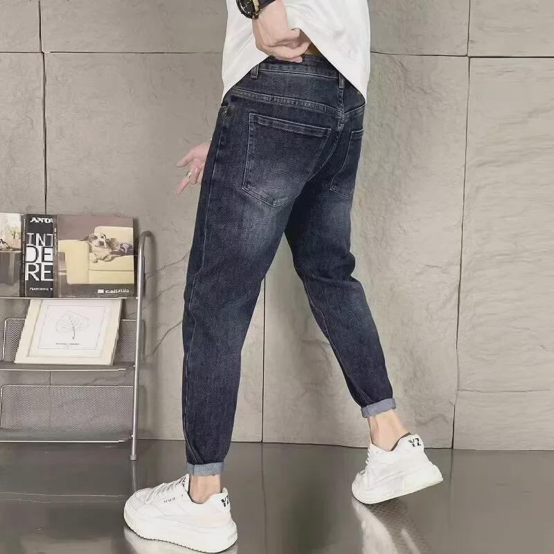Jeans Elásticos Retro Slim Fit para Hombre 2024 - Pantalones Casuales Estilo Coreano de Primavera y Otoño