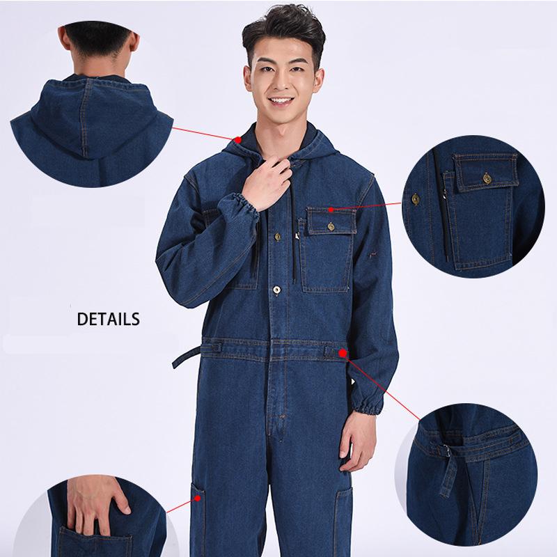 Cowboy Work Clothes Denim Coverall Electric Welding Suit Labor Insurance Clothes Auto Repairman Workwear Fit S-4xl