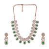 Collier scintillant pour femme Estele en or rose avec zircons cubiques et cristaux verts