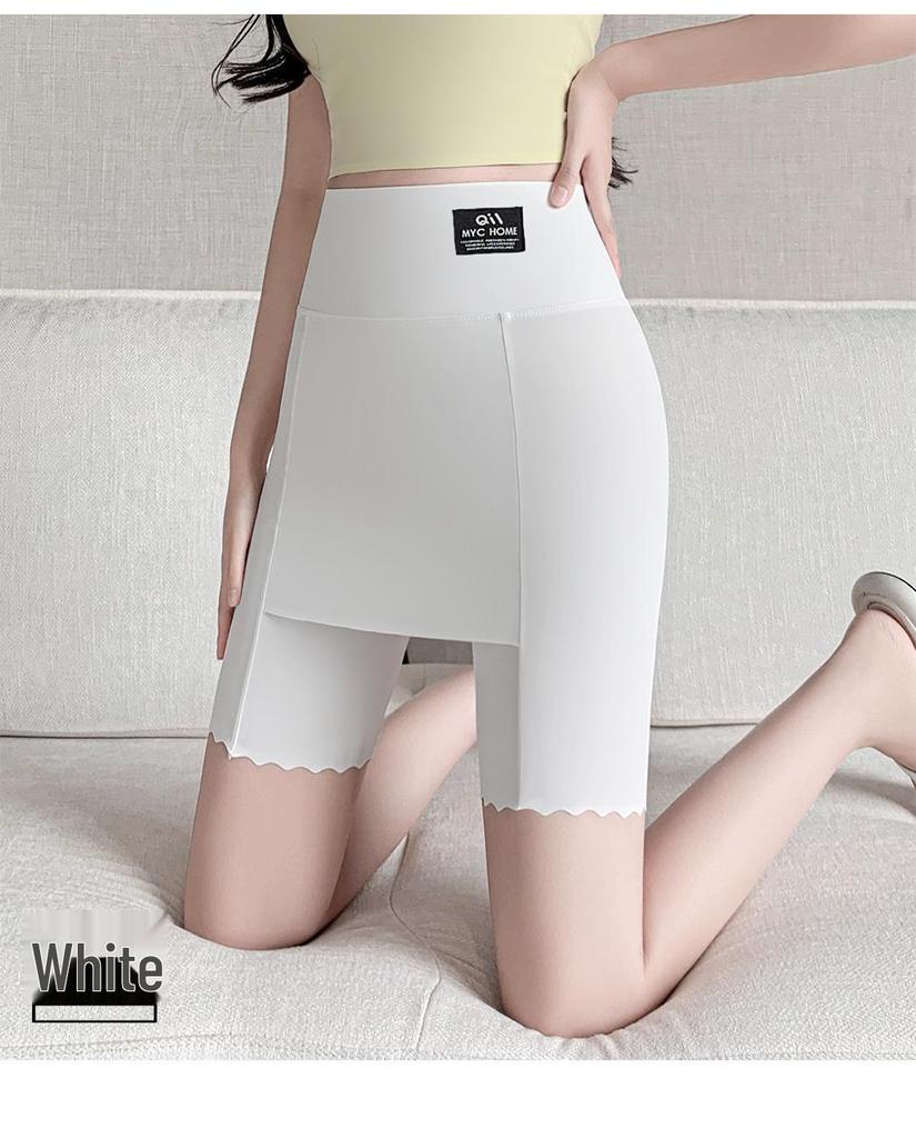 Nylon Ice Silk Women's Safety Pants: Seamless, Breathable Summer Base Layer with Crotch Gusset - Anti-Exposure, Tight-Fitting, Five-Point Cover-up.