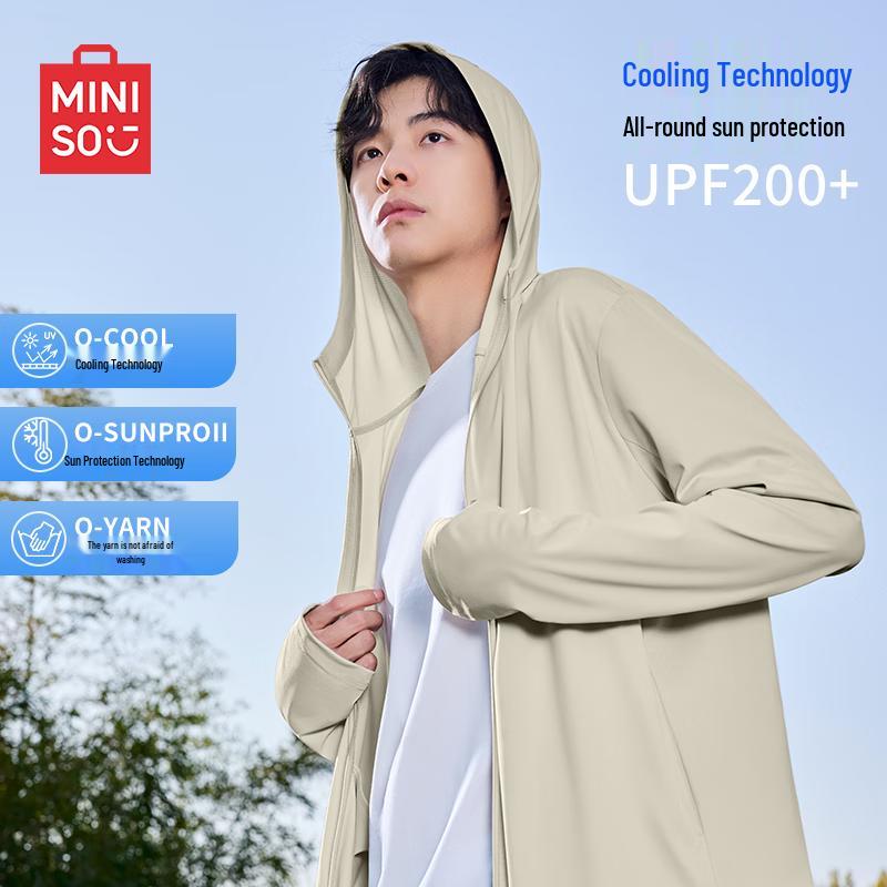 MINISO Мужская солнцезащитная куртка с капюшоном из ледяного шелка UPF200+ M