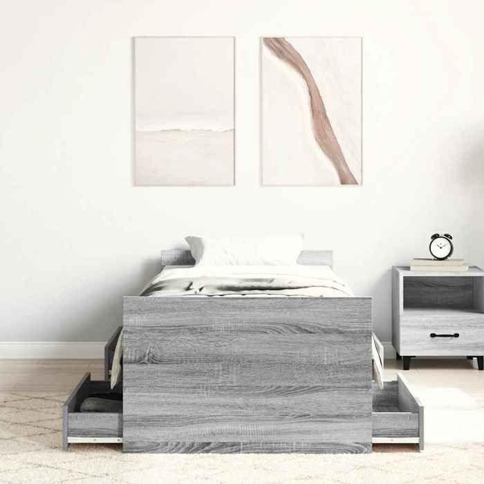VidaXL Cadre de lit tête de lit et pied de lit gris sonoma 75x190 cm 3203822