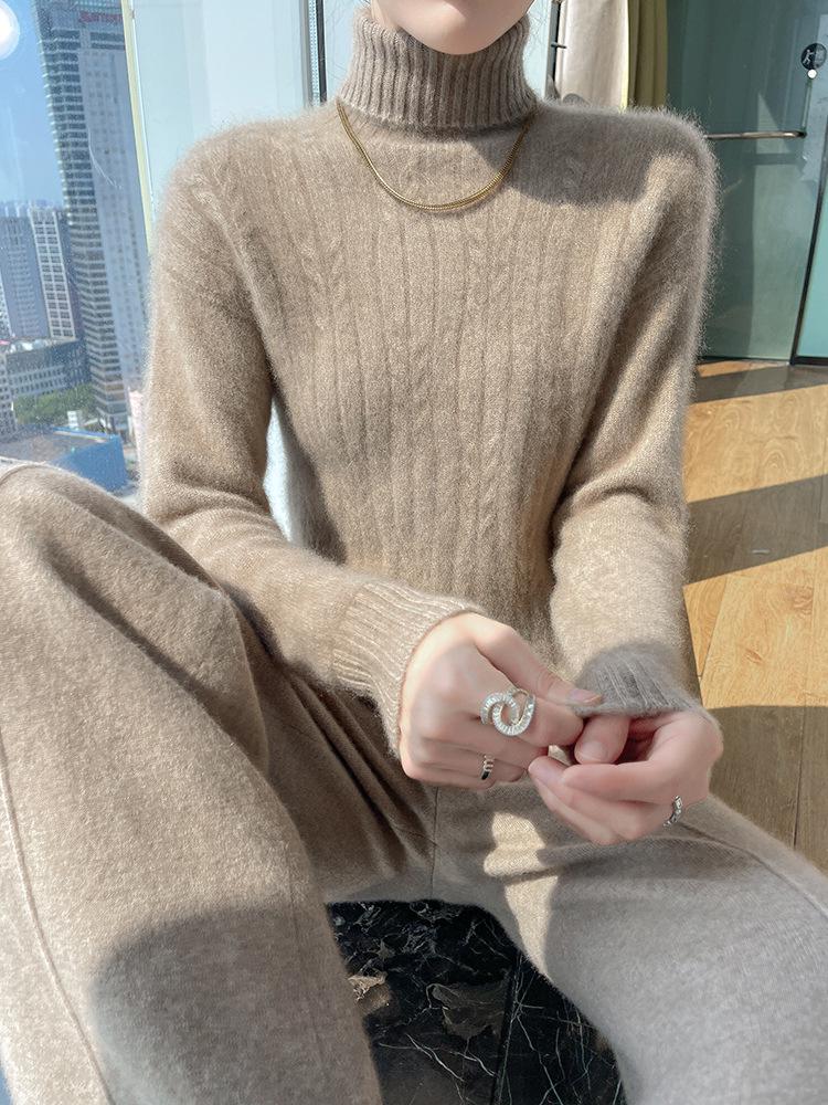 Women's 100% Wool High-Neck Seamless Sweater – Warm, Gentle, Sweet Style Knit Base Layer