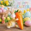 Handgefertigte Harz-Hasenstatue Bunter Hase mit Karotte Skulptur Osterparty