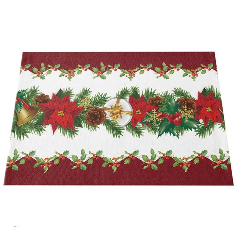 NOVÝ Lněný Vánoční Květ Poinsettie Tištěný podložka pod talíř Látkový podložka pod šálek na kávu a čaj jídelní prostírání do kuchyně