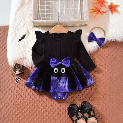 Baby Halloween Katze Print Strampler Kleid Kostüm
