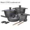 DONNOR Kitchen Cooking Set 12 Pcs Pots and Pans Set Non-toxic Healthy Pots and Pans Set Non Stick Saucepans Steamer Set
