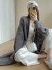Autumn Loose Over-Knee Long Sleeve Thick Velvet Knit Cardigan Sweater for Women