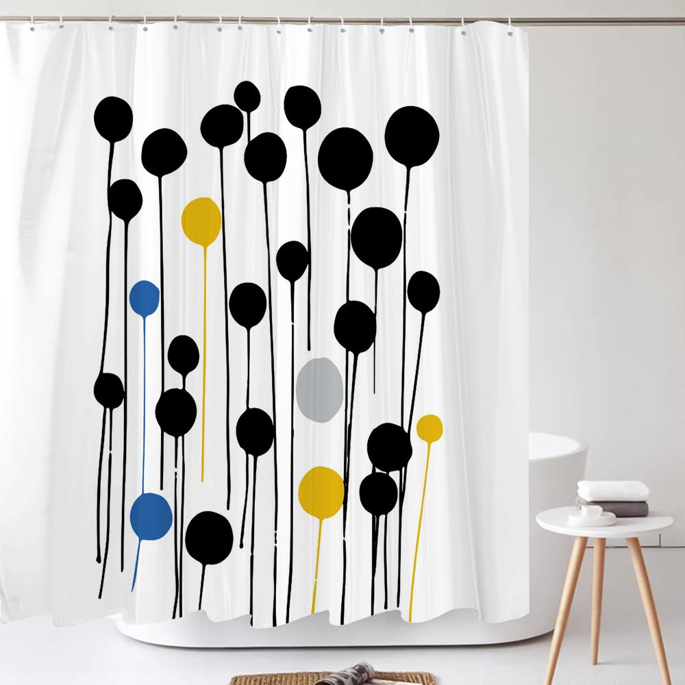 Watercolour Flower White Shower Curtain Simple Style 3D Plant Flowers Waterproof Polyester Bathroom Curtains Bath Screen Decor