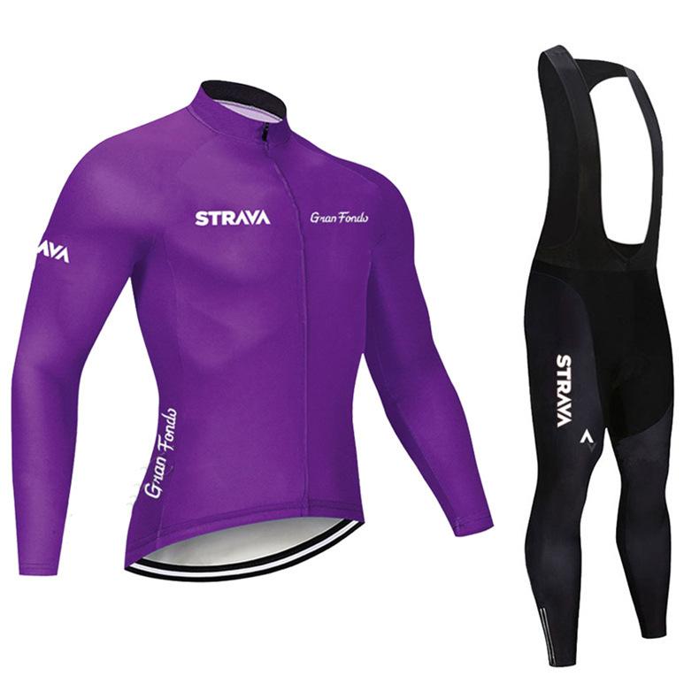2026 New STRAVA Cycling Suit Long Sleeve Strap Suit Men s and Women s Cycling Suit Road Cycling Shirt S