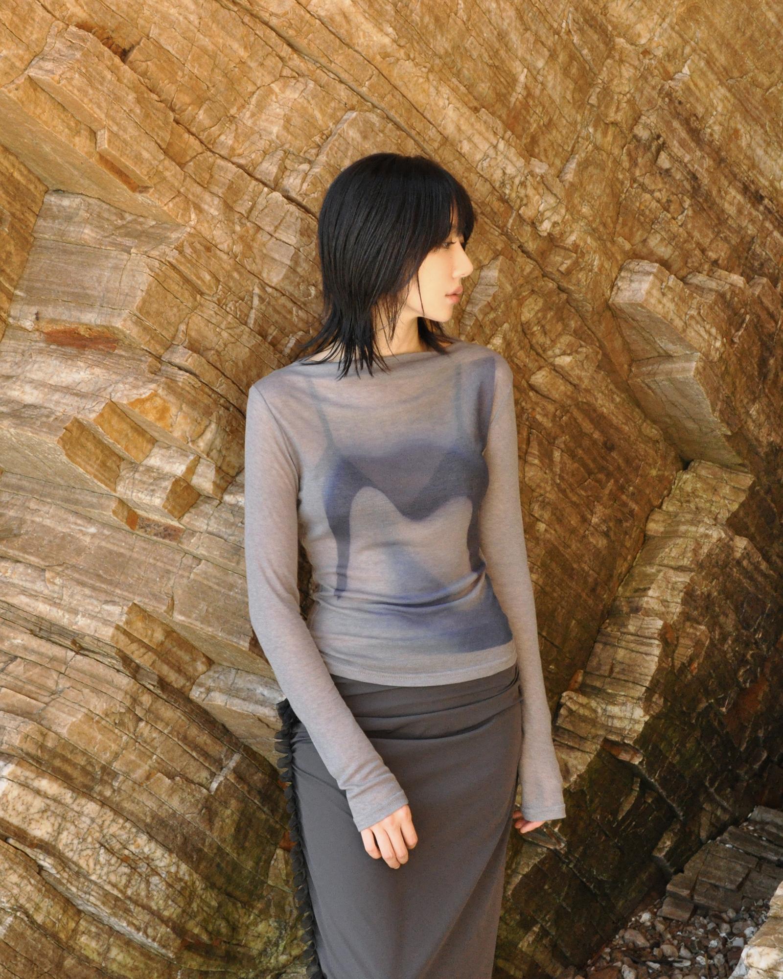 Tud Printed Long Sleeve Grey Gray