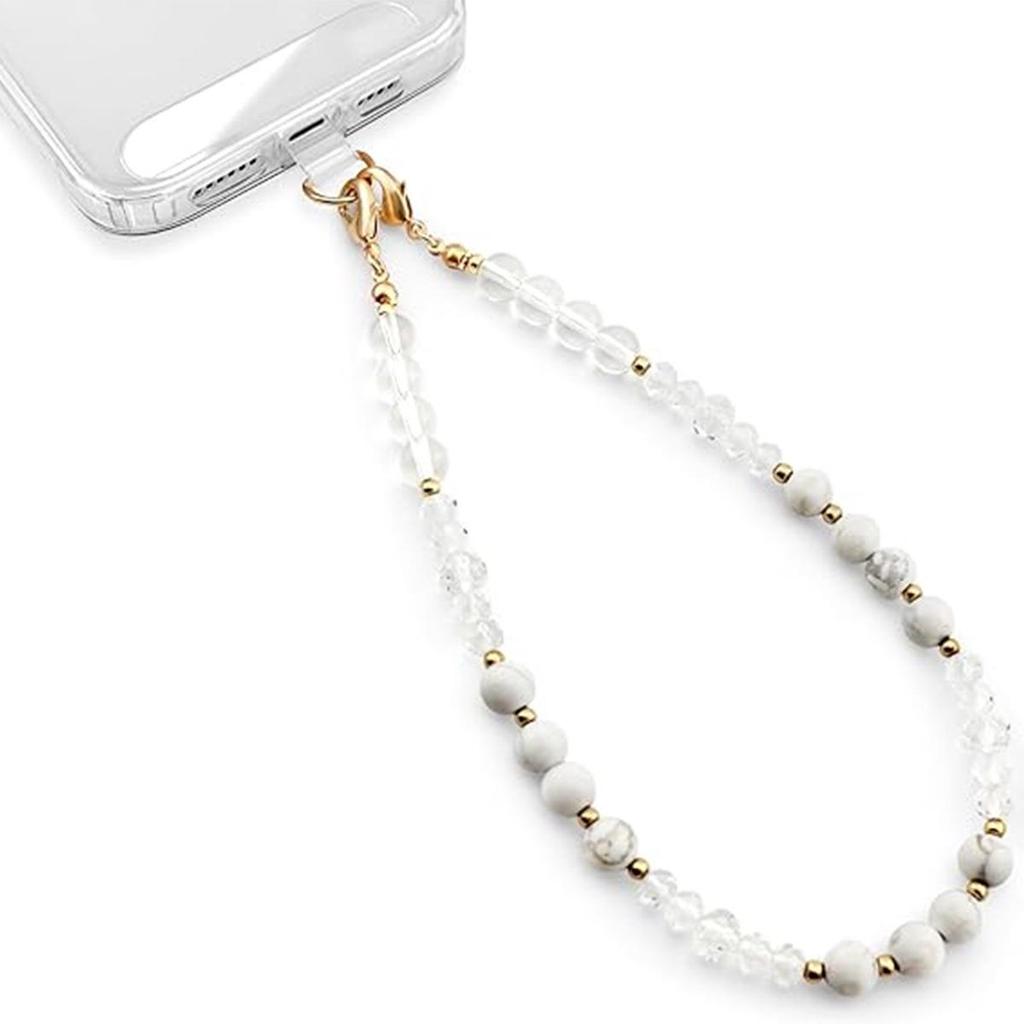 Retractable ID Card Lanyard with Natural Stone Crystal Necklace