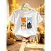 Europäische Größen Jungen- und Mädchen-Mode Rundhals Kurzarm-T-Shirt, Mit Warrior Cats Cartoon-Design bedruckt, Ideales Geschenk für Kinder