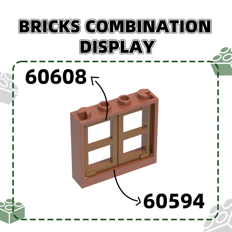 54Pcs/lot 60594 Window Frame 1x4x3 Constructing Bricks Moc Accessories Fits with Construction Bricks DIY Youngsters Play kits