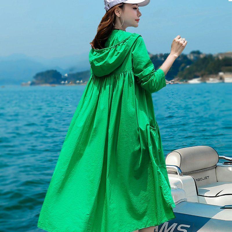 Women's Sunscreen Clothing Long Sleeve Mid Long Summer Thin Outdoor UV Protection and Sun Protection Clothing Fashionable Jacket