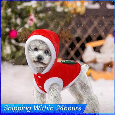 1PC Cat Christmas Clothes Winter Warm Pet Clothes for Small Dogs Elk Santa Claus Dog Cats Coat Hoodies Christmas Dogs Costume
