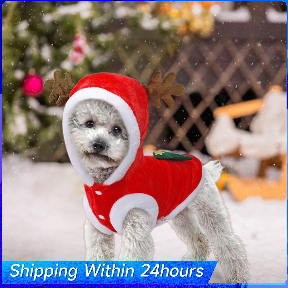 1PC Cat Christmas Clothes Winter Warm Pet Clothes for Small Dogs Elk Santa Claus Dog Cats Coat Hoodies Christmas Dogs Costume