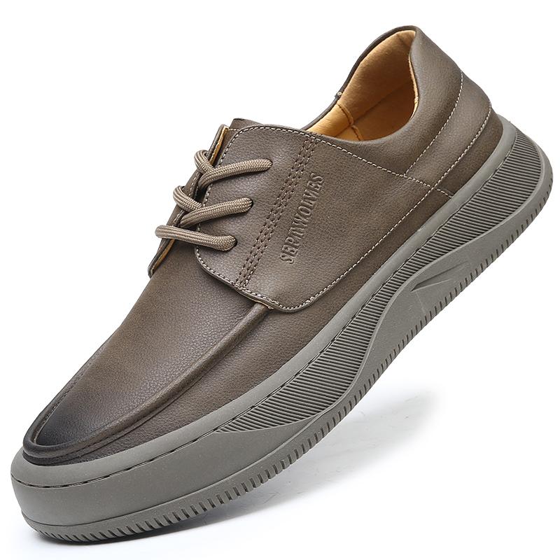 

Fashion Luxury Casual Leather Men Business Overalls Shoes Fashion Outdoor Designer Thick Sole Walking Shoes New Men Oxford Casual Shoes 44 хаки