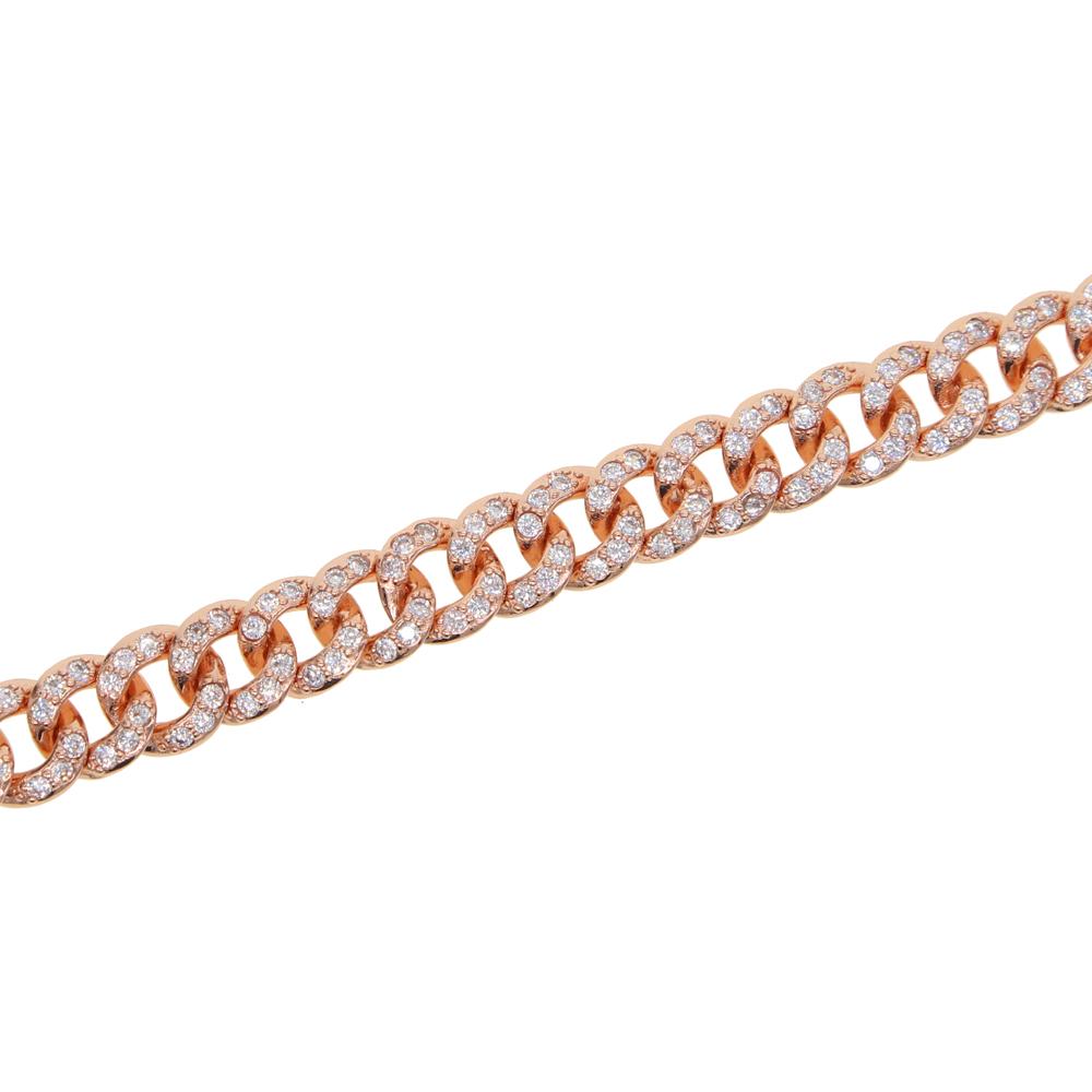 Promotion Rose Gold Plated Charm Women Jewelry Iced Out Cz Bling Cuban Link Chain Necklace