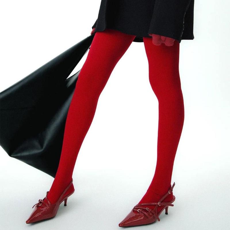 Meia-calça vermelha feminina meias transparentes slim transparente lingerie inferior renda leggings inverno meia-calça feminina meias com pés nylon vermelho bodys sexy meia-calça