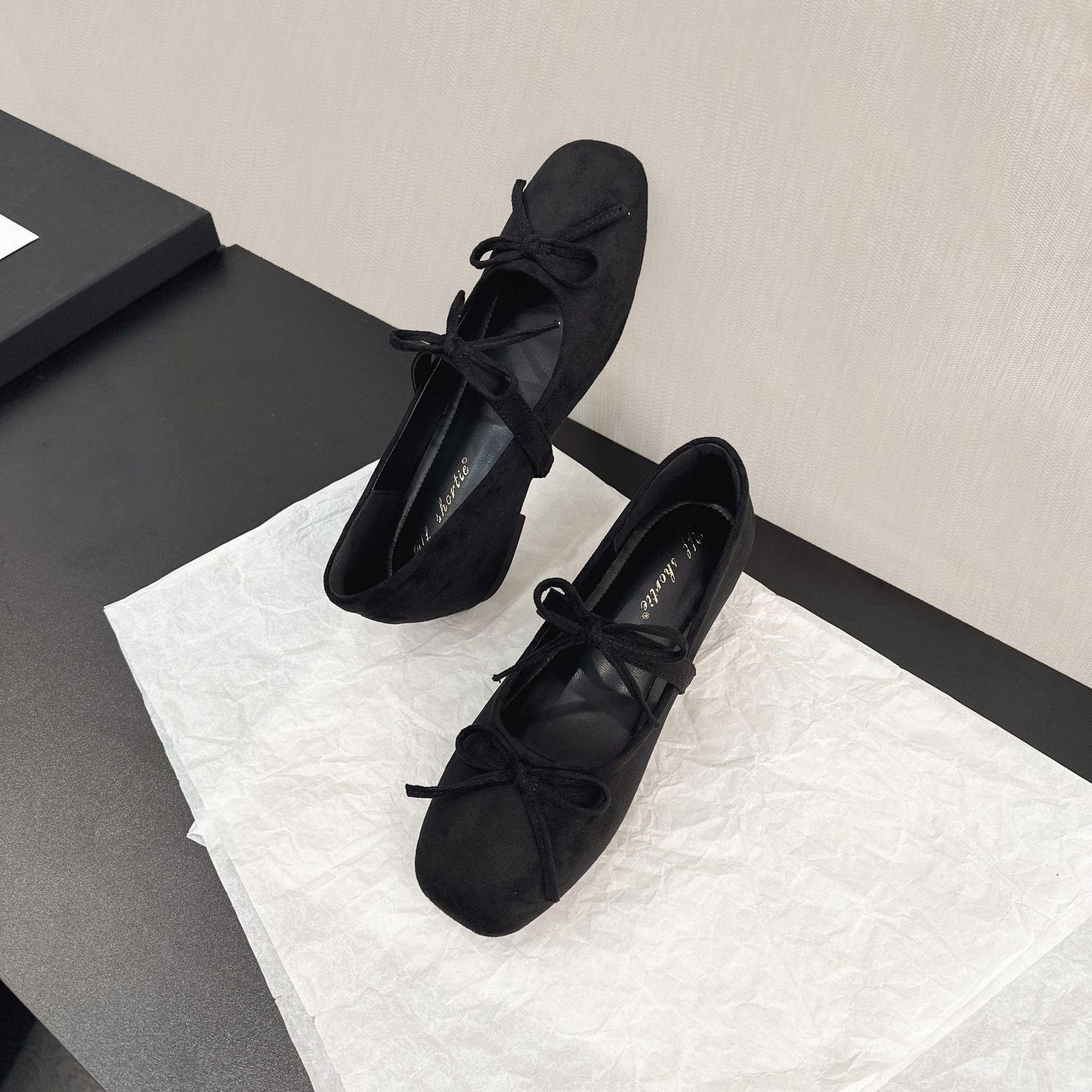 

Увеличение роста 5 см туфли-лодочки с квадратным носком и бантом женские 2025 новые вечерние замшевые туфли Мэри Джейн 33