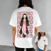 Anime Demon Slayer Nezuko T Shirt White Cotton Graphic Short Sleeve Tee Cute Kawaii Print For Casual Otaku Daily Wear