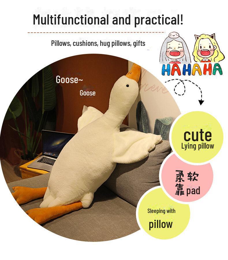 Big White Goose Plush Pillow – Cute Gift for Girls' Birthdays