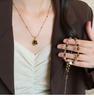 Retro Tiger's Eye Stone Natural Stone Beaded Necklace Set Women's New Light Luxury Fashion Collarbone Chain Temperament Sweater Chain