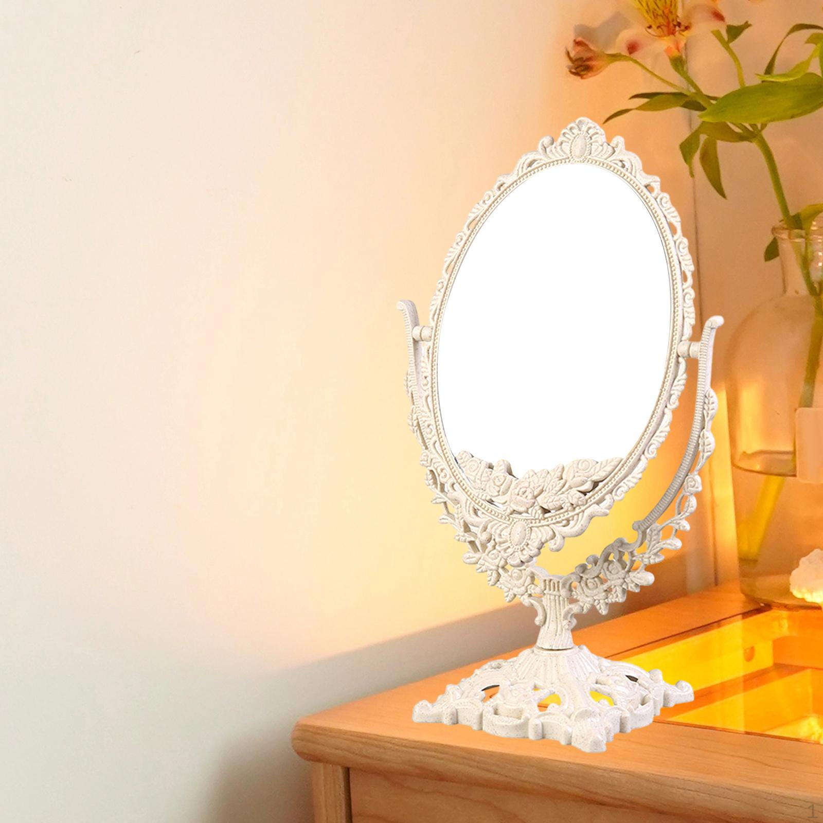 Tabletop Makeup Mirror Princess Retro Desktop Stand Double Sided Cosmetic for