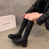 Fashion Women's Fashion Thick Heel Shoes Autumn New Round Head Sleeve Bottom Anti-slip Wear-resistant High Boots