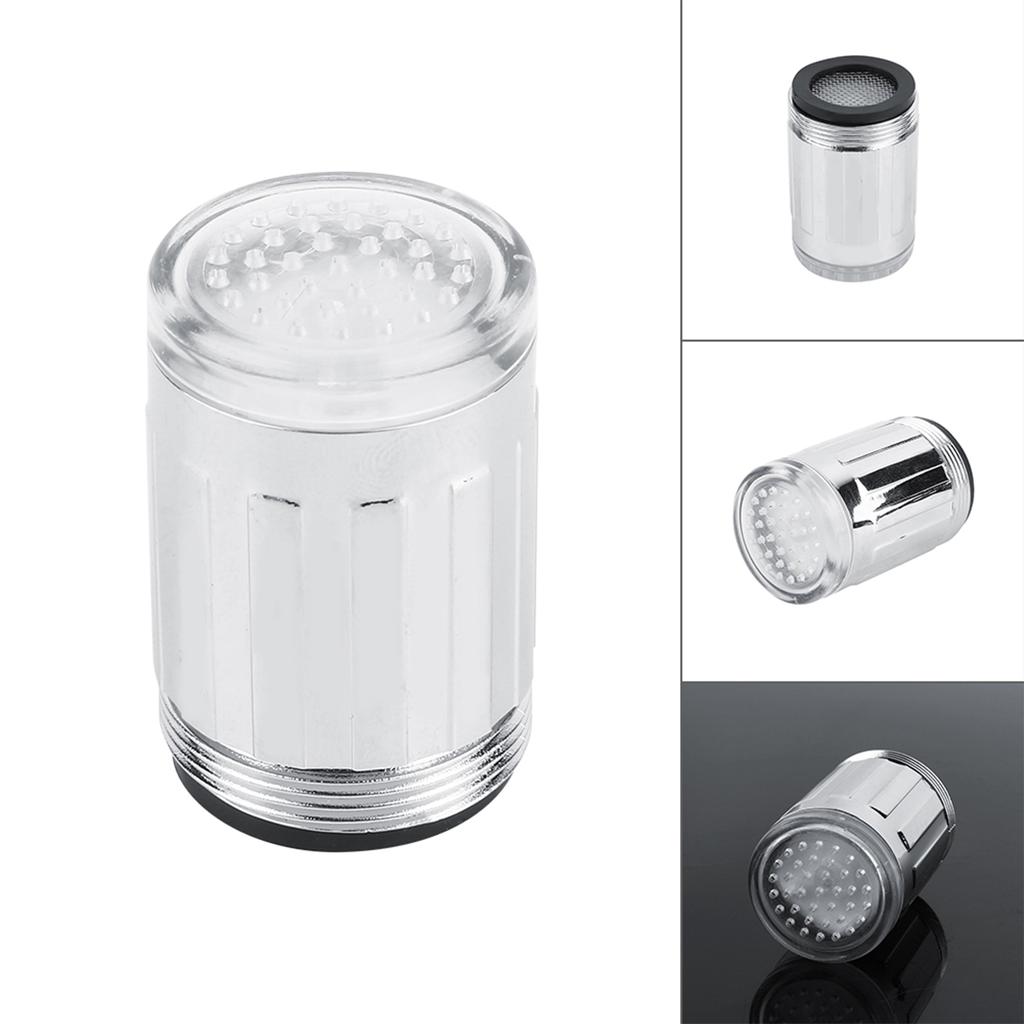 Lumière LED pour Robinet, Lumière LED 3 Couleurs Changeant de Couleur Lumineuse Changi Douche Jet d'Eau Robinet de Robinet Pour Cuisine Lumières Chauffantes Changeantes Pour Salle de Bain Température Se
