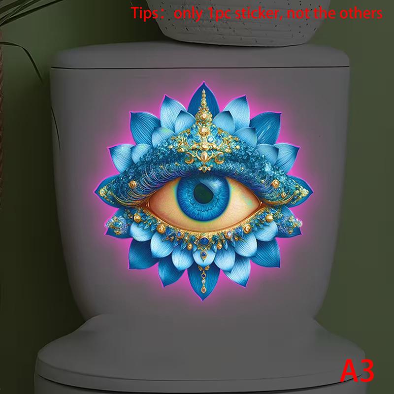 

Glow-In-The-Dark Lotus Eyes Toilet Sticker Self-Adhesive Removable Wall Sticker Bathroom Decorative Decal Home Decor
