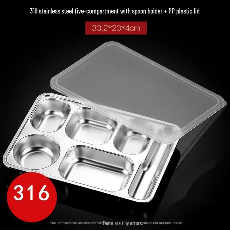 Stainless Steel 5-Compartment Lunch Plate