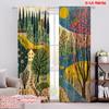 2D Flat Printing 2pcs Curtain Curtain Spring Countryside Landscape Digital Printed Polyester Drapes Family Party Use for Festive