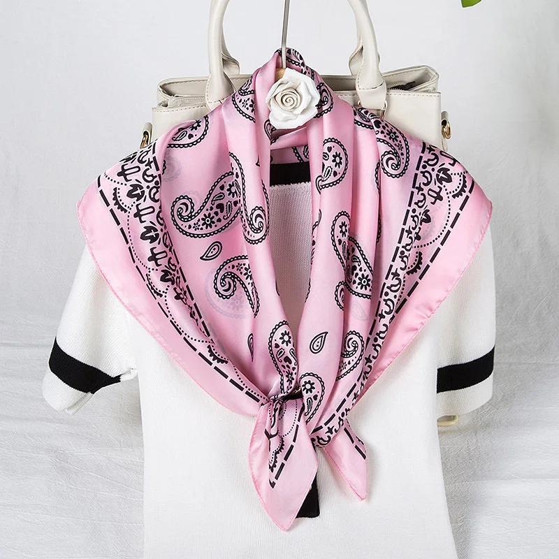 Fashion Paisley Print Kerchief Women Hair Scarf Silk Headband Bandana Head Scarves Female 70*70cm Square Hijab Scarfs For Ladies